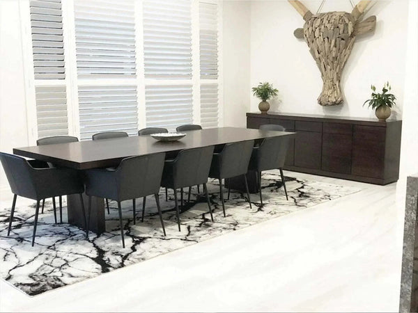 Australian made solid timber dining table in elegant dining room setting.