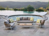 Como 6 Seater Outdoor Lounge Set by a pool on a patio, featuring handwoven wicker and plush cushions.