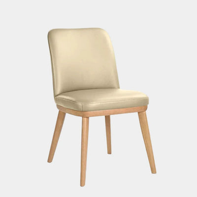 Kent Leather Dining Chair in light mocha with natural timber legs.