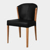 Oscar Leather Dining Chair with black leather upholstery and natural timber legs.