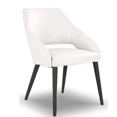 Paige Leather Dining Chair in wheat leather with matt black legs and steel frame.