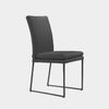 Rimini Leather Dining Chair in black with top grain leather upholstery and matt black legs.