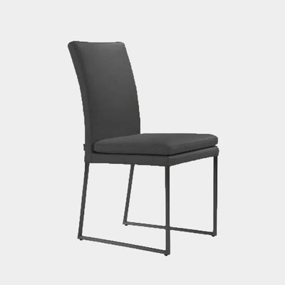 Rimini Leather Dining Chair in black with top grain leather upholstery and matt black legs.