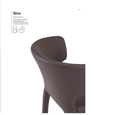 Sina Leather Dining Chair in cappuccino, showcasing premium Italian top grain leather and modern design.