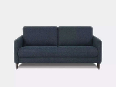Alfred Sofa Bed in dark fabric with modern slim arms and clean lines.