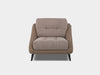Alix 1.25 Seater Sofa in taupe with padded cushions and modern design.