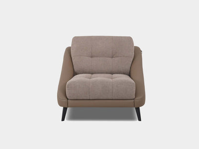 Alix 1.25 Seater Sofa in taupe with padded cushions and modern design.