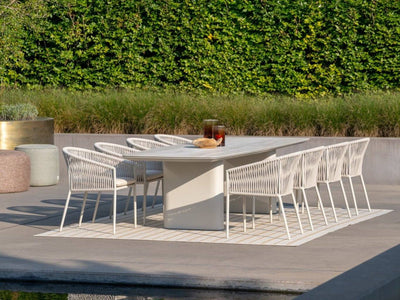 Amorelli Outdoor Ceramic Dining Table with durable ceramic top and weather-resistant aluminum base, ideal for outdoor gatherings.