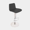 Anteo Leather Bar Stool in black Italian leather with adjustable height and chrome base.