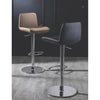 Anteo Leather Bar Stool in Italian design with adjustable height, featuring black and café latte leather upholstery.