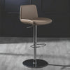 Anteo Leather Bar Stool in Italian design with adjustable height, featuring black and café latte leather upholstery.