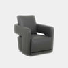 Aria Leather Armchair in premium top grain leather, featuring contemporary design with sculptural silhouette and sleek armrests.