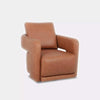 Aria Leather Armchair with sculptural silhouette and enveloping armrests, in premium top grain leather.