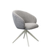 Arlo Swivel Chair in sand fabric with beige steel frame and swivel base