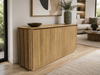 Ashford Buffet in Tasmanian oak with curved edges and fluted detailing for stylish storage