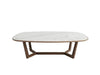 Aspen coffee table with walnut legs and white marble ceramic top, scratch and heat resistant, 1400x800x360 mm