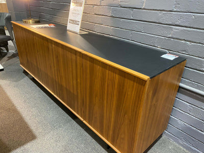 Walnut Athena Sideboard with black glass top in Black November Sale at Taste Furniture Adelaide