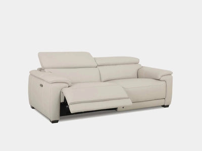 Aurora 2.5 Seater Sofa in light beige with adjustable headrest and footrest.