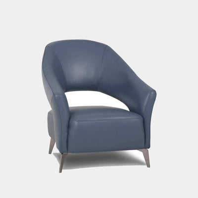 Ava Leather Armchair in blue with modern design.