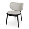 Avery Dining Chair in oatmeal fabric with black stained legs, modern cushioned dining chair with curved backrest