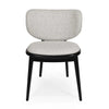 Avery Dining Chair with oatmeal fabric seat and backrest, black stained wooden legs, modern and comfortable design