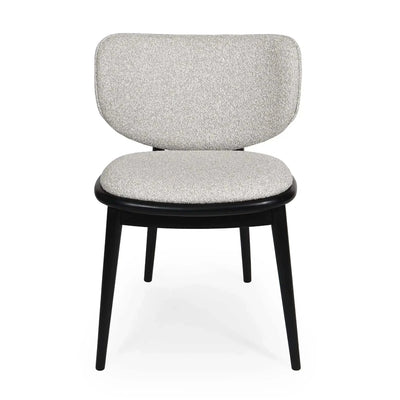 Avery Dining Chair with oatmeal fabric seat and backrest, black stained wooden legs, modern and comfortable design
