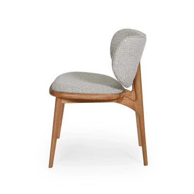 Avery Dining Chair side view with oatmeal fabric upholstery and natural oak legs