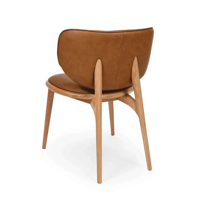 Avery Dining Chair with Verona Tan leather and Natural Oak legs, curved backrest and cushioned seat for refined dining comfort