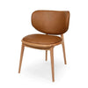Avery Dining Chair in Verona Tan leather with Natural Oak legs, featuring a curved backrest and cushioned seat for stylish dining comfort