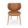 Avery Dining Chair in Verona Tan leather with Natural Oak legs, featuring a curved backrest and cushioned seat for stylish dining comfort