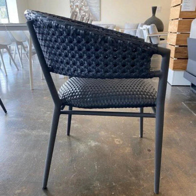 Barcelona Outdoor Dining Chair with aluminum frame and Rehau weave.
