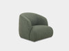 Bon Armchair in green fabric with modern design.