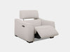 Bordeaux 1.25 Seater Recliner Sofa in grey fabric with extended footrest.