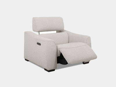 Bordeaux 1.25 Seater Recliner Sofa in grey fabric with extended footrest.