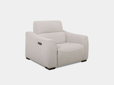 Bordeaux 1.25 Seater Recliner Sofa in light fabric with a modern design.