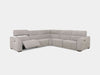 Bordeaux 6 Seater Corner Sofa with Recliner in light grey upholstery.