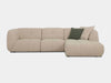Bric 4.5 Seater Sofa with Chaise in beige fabric, showcasing contemporary design with plush cushions and sleek lines.