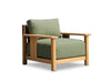 Burnside 1 seater outdoor sofa with teak frame and green cushions