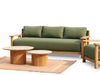 Burnside 3 seater outdoor sofa with A-Grade teak frame and green cushions