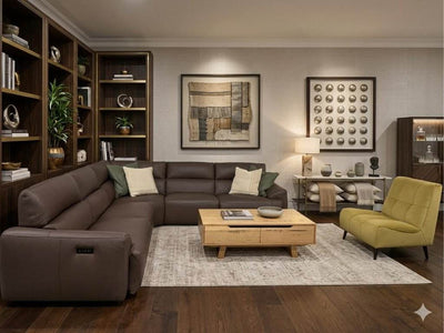 Cairns 6.5 Seater Corner Sofa with Recliner in modern living room with adjustable headrests and plush cushions
