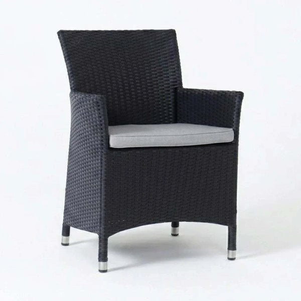 Caribbean Outdoor Dining Chair with powder-coated aluminum frame and handwoven synthetic rattan for stylish outdoor seating