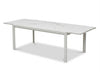 Cebu Outdoor Ceramic Extendable Dining Table with aluminum base and ceramic top in outdoor setting