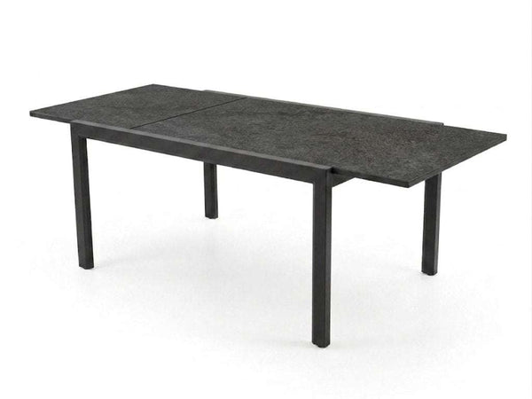 Cebu medium outdoor ceramic extendable dining table with aluminium base in modern patio setting