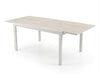 Outdoor ceramic extendable dining table with aluminium base on patio