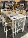 Cebu Outdoor Bar Set with ceramic table and six chairs in white frame for Black November Sale at Taste Furniture Adelaide