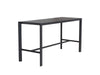 Cebu Outdoor Ceramic Bar Table with a charcoal aluminium frame and smooth dark grey rectangular ceramic top, sleek and sturdy design.