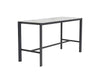 Cebu Outdoor Ceramic Bar Table with charcoal aluminium frame and white marble ceramic top, sleek and durable design.