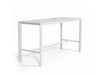 Cebu Outdoor Ceramic Bar Table with white aluminium frame and white marble-effect ceramic top in a sleek, modern design.