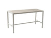 Cebu Outdoor Ceramic Bar Table with white aluminium frame and light beige ceramic top featuring a clean, modern design.