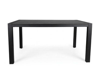 Cebu Outdoor Ceramic Dining Table with a charcoal aluminium frame and smooth rectangular ceramic tabletop, seating six comfortably